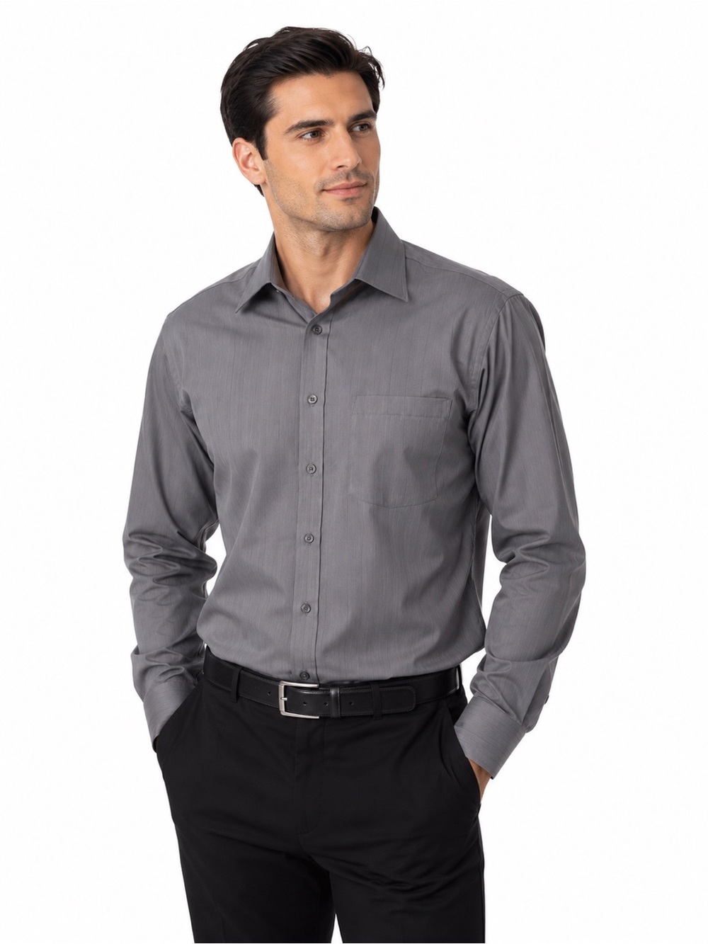 Michael Kors Gray Pinstripe Dress Shirt Size 16 34/35 Button Front